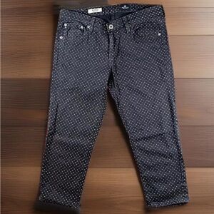 ADRIANO GOLDSCHMIED AG Jeans Womens Size 29 Black Polka Dot Fiona Legging Capris